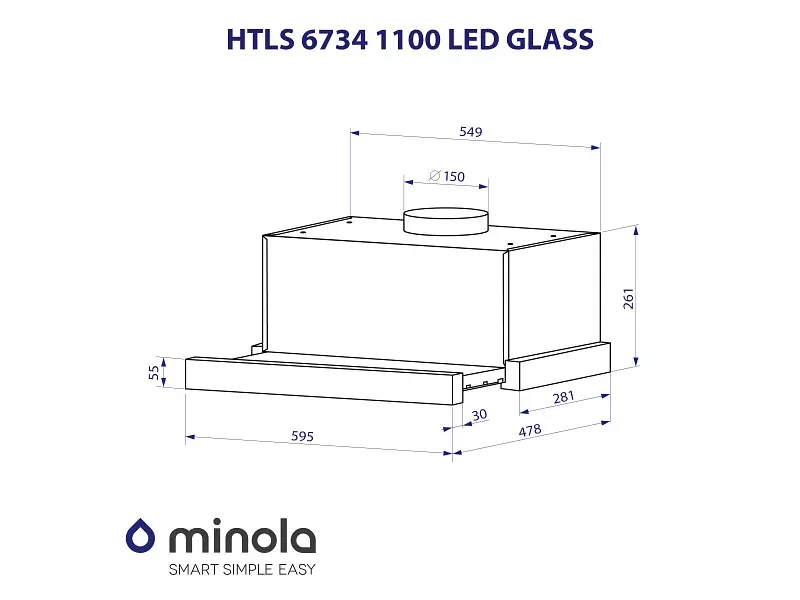 Витяжка Minola HTLS 6734 BL 1100 LED GLASS - фото 6