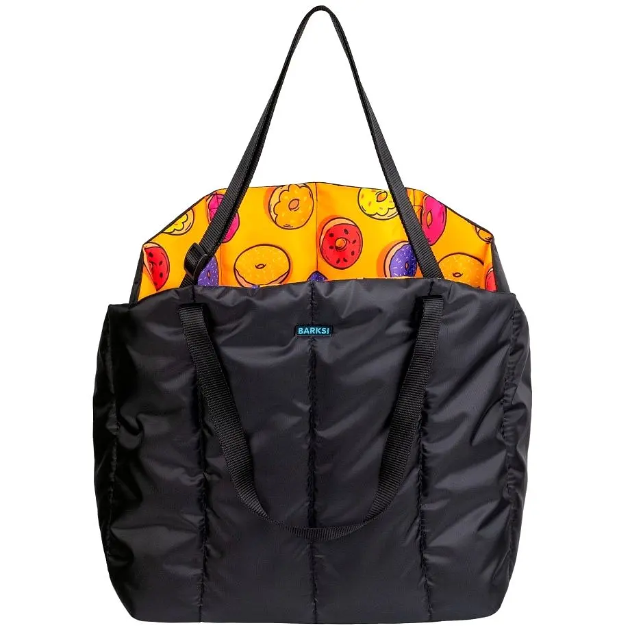 Сумка-переноска для кошек и собак Barksi в автомобиль размер L 38х30х39 см пончики черная - фото 3
