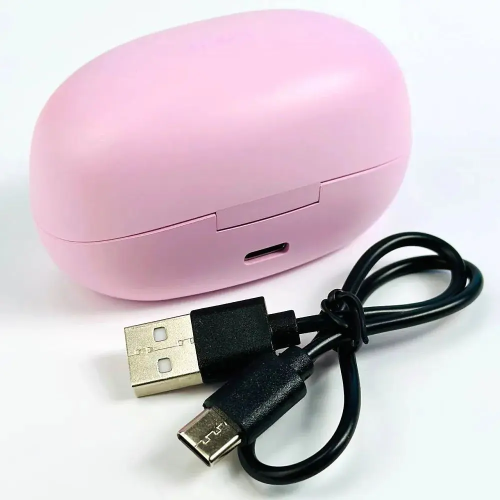 Беспроводные наушники Hoco EW57 Auspicious clip-on TWS стерео гарнитура в кейсе розовая - фото 4