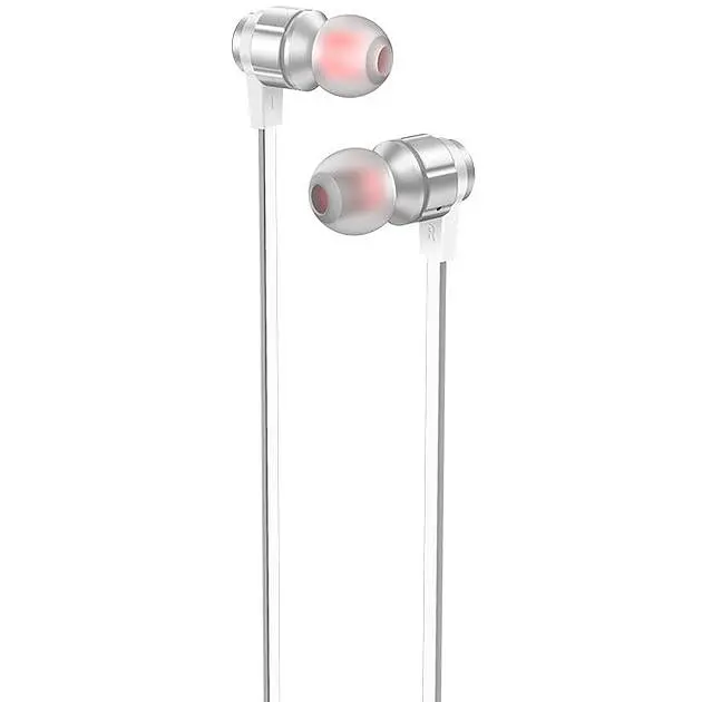 Проводные вакуумные наушники Hoco M85 Platinum sound universal earphone with mic, 3.5mm, 1.2m, silver - фото 3