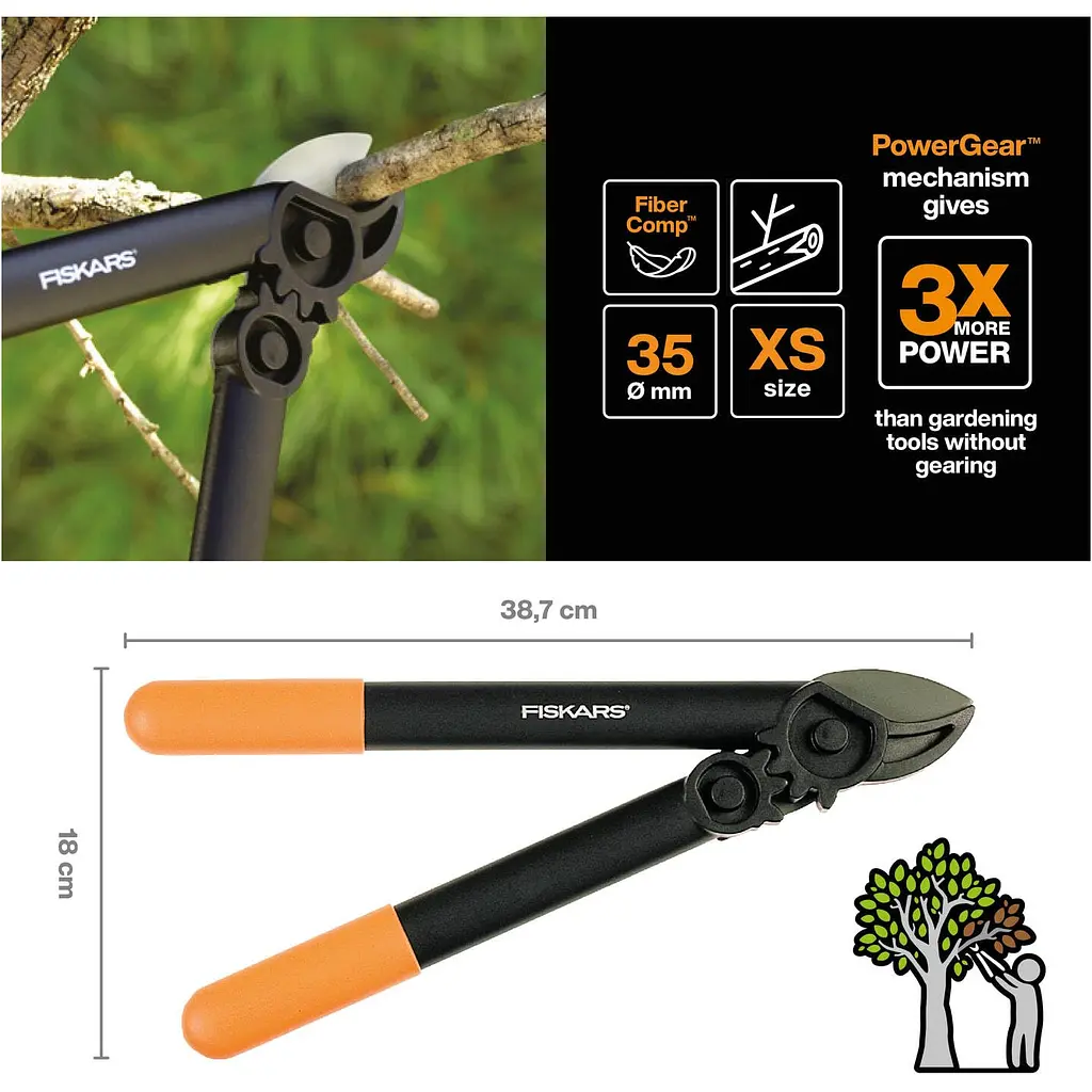 Малий контактний сучкоріз Fiskars PowerGear L31-S (1000581) - фото 2