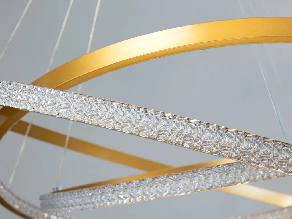 Стельова люстра LED Diasha D2489-1000+800+600G 165W, золото, діаметр 100 см, для вітальні - фото 6