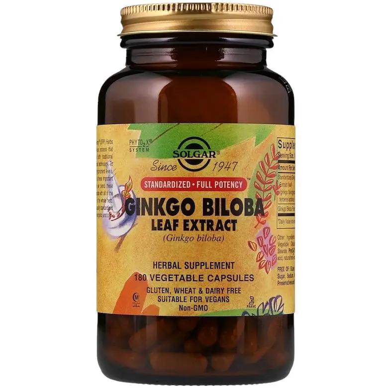Гінкго Білоба Solgar Ginkgo Biloba екстракт листя 180 вегетаріанських капсул - фото 1