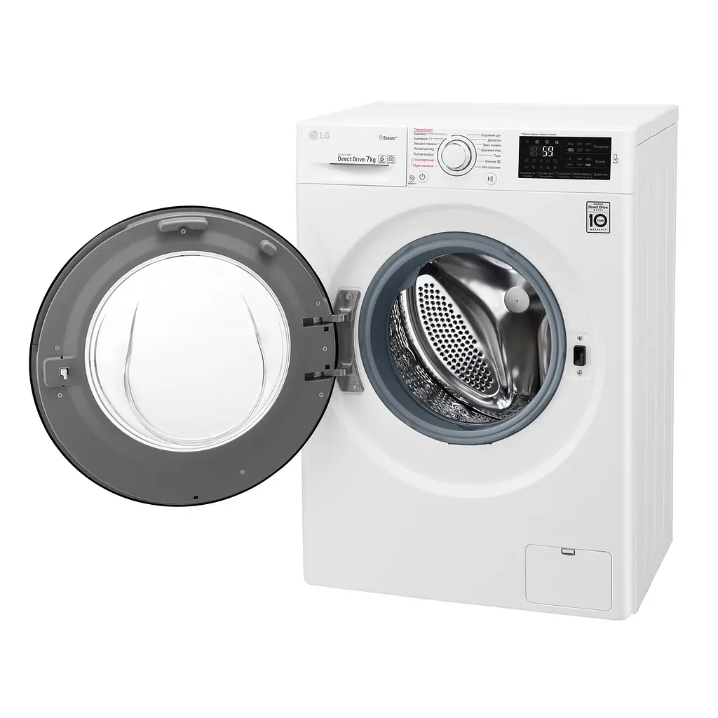 Пральна машина LG з фронтальним завантаженням F2J5HS6W, 7кг, 1200, A+++-10%, Пар, глибина 45см, Дисплей, Інвертор, Білий (F2J5HS6W) - фото 4