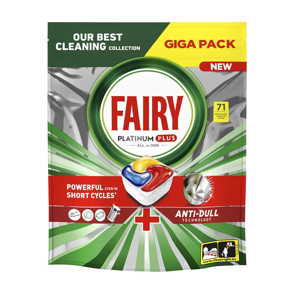 Таблетки для посудомийних машин Fairy Platinum Plus All in One Lemon 71 шт. (8700216236126)