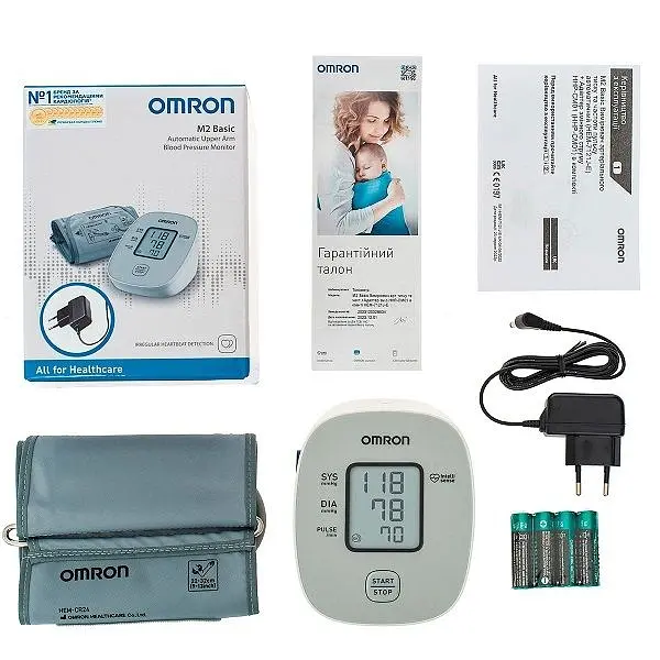 Тонометр Omron M2 Basic (HEM-7121j-e) автоматический на плечо с адаптером - фото 6
