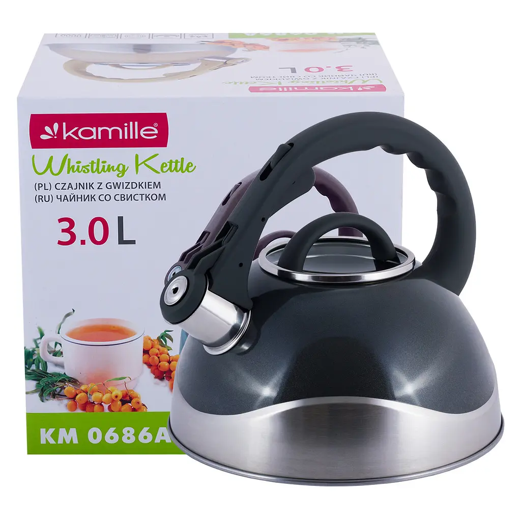 Чайник із свистком Kamille KM-0686A 3 л чорний - фото 8