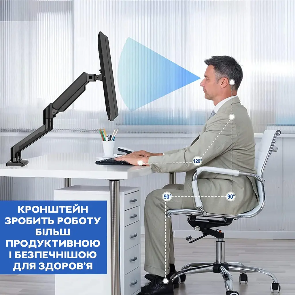 Настольное крепление для монитора V- star V-160 17"-27" кронштейн для двух мониторов, стойка vesa 75x75 (ST) - фото 7