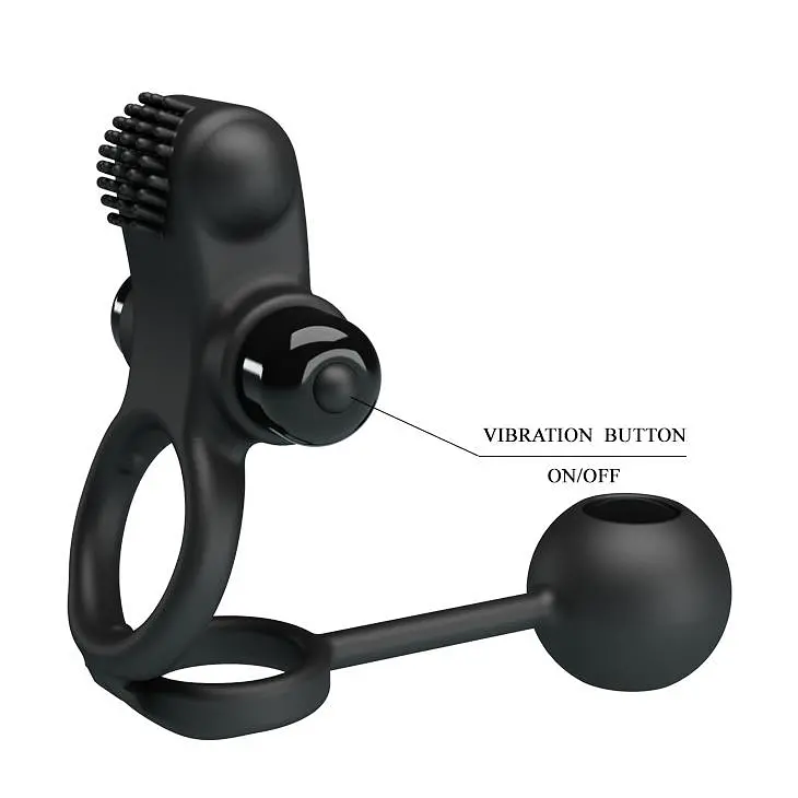 Ерекційне кільце Pretty Love Vibro Penis Sleeve IV 20.3 см чорний - фото 7