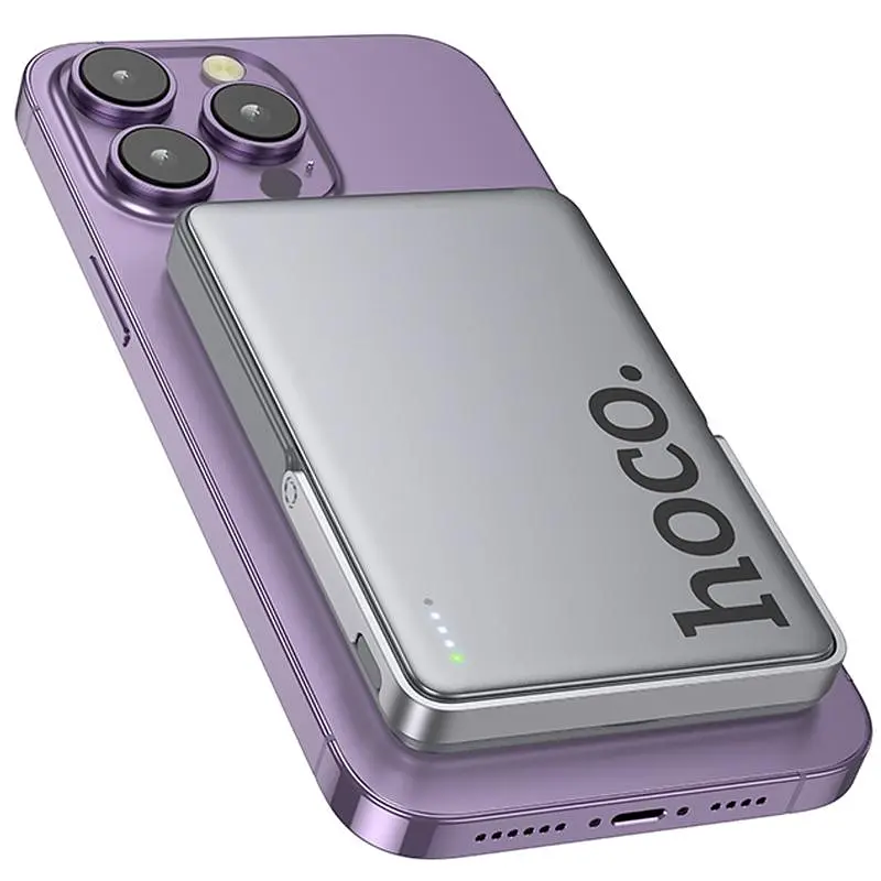 Портативне ЗП Power Bank Q36 Sunlight магнітне кріплення + тримач PD20W з БЗП 5000 mAh Metal Grey Hoco teh0029394 - фото 5