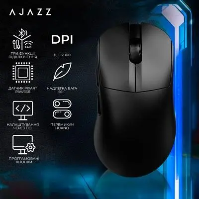 Мишка Ajazz AJ179 V2 MAX Wireless/Bluetooth/USB Black (AJ179-V2-MAX-B) - фото 6