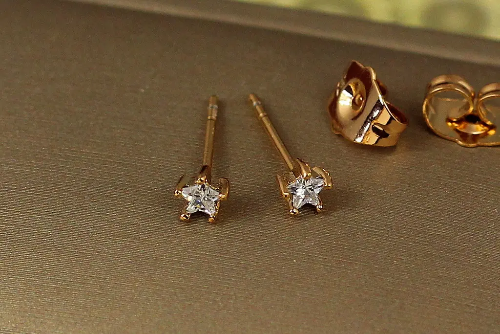 Сережки гвоздики Xuping Jewelry зірочки 3 мм золотисті - фото 3