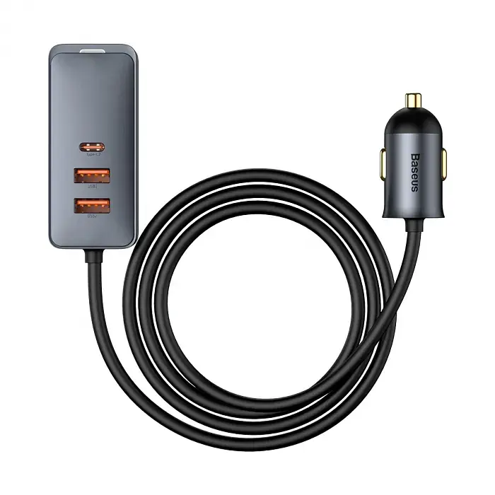 Автомобільний зарядний пристрій Baseus Share Together PPS multi-port Fast charging car charger with cord 120W 2U+2C CCBT-A0G Grey - фото 2