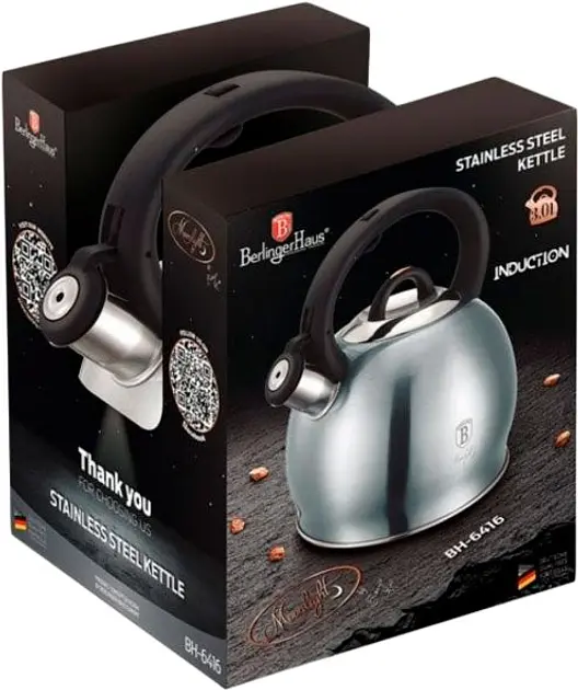 Чайник Berlinger Haus зі свистком сірий 3 л (BH 6416N) - фото 2