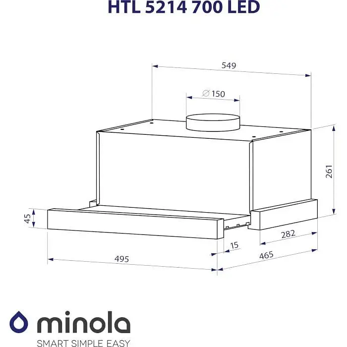 Витяжка телескопічна Minola HTL 5214 BL 700 LED - фото 9