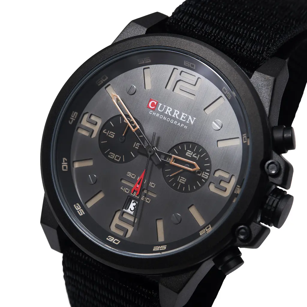Наручний годинник чоловічий Curren Monreal Armor Black 2 ремінці Чорний (3598) - фото 2