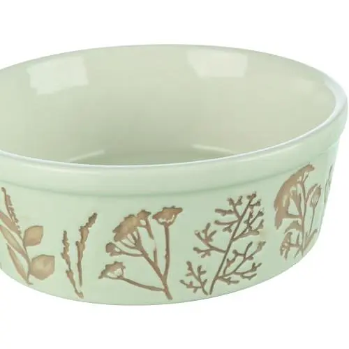 Миска Trixie керамічна з рослинним текстурним принтом для собак 0,3 л d 12 см біло-коричнева - фото 2