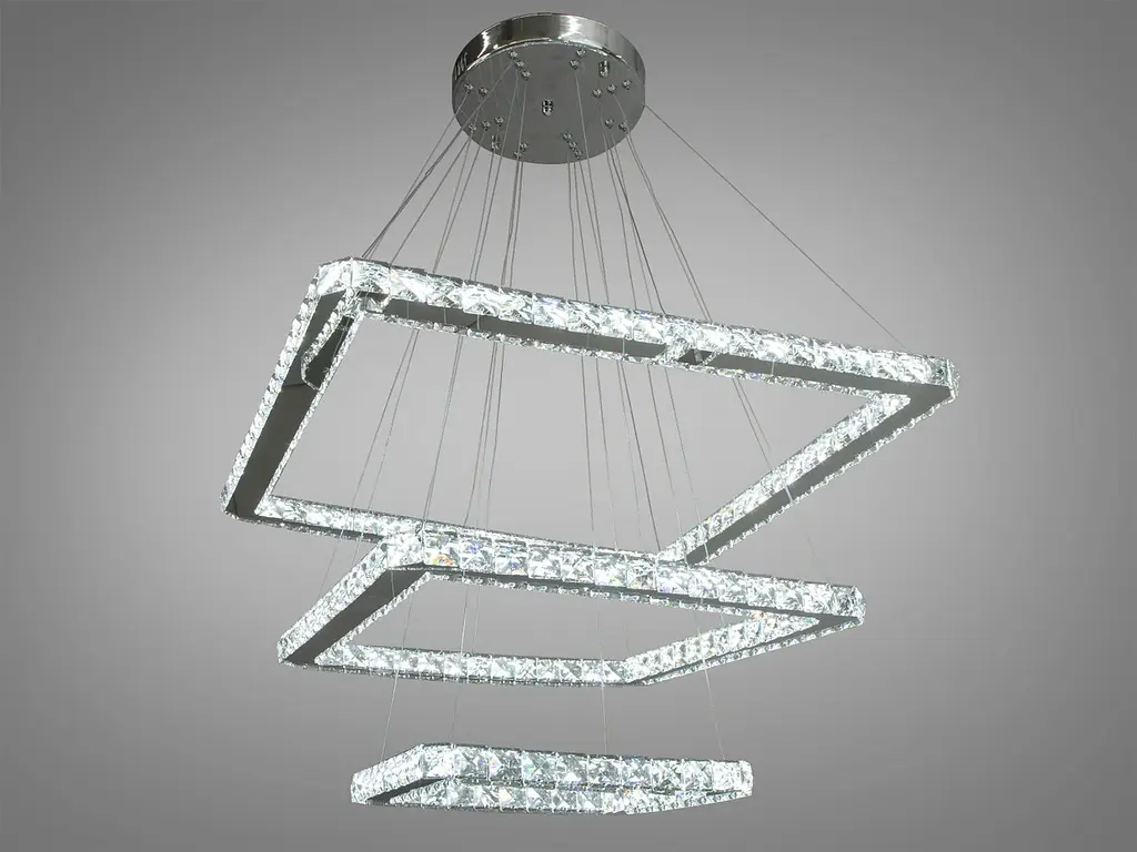 Люстра стельова LED Diasha 7220-9W/650+500+340HR Люксовий Каскад, 110W, кришталева, хром, сучасний стиль - фото 2