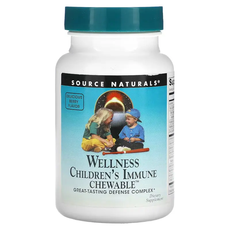 Натуральна добавка Wellness Children's Immune Chewable, 60 пастилок Source Naturals fit0015683