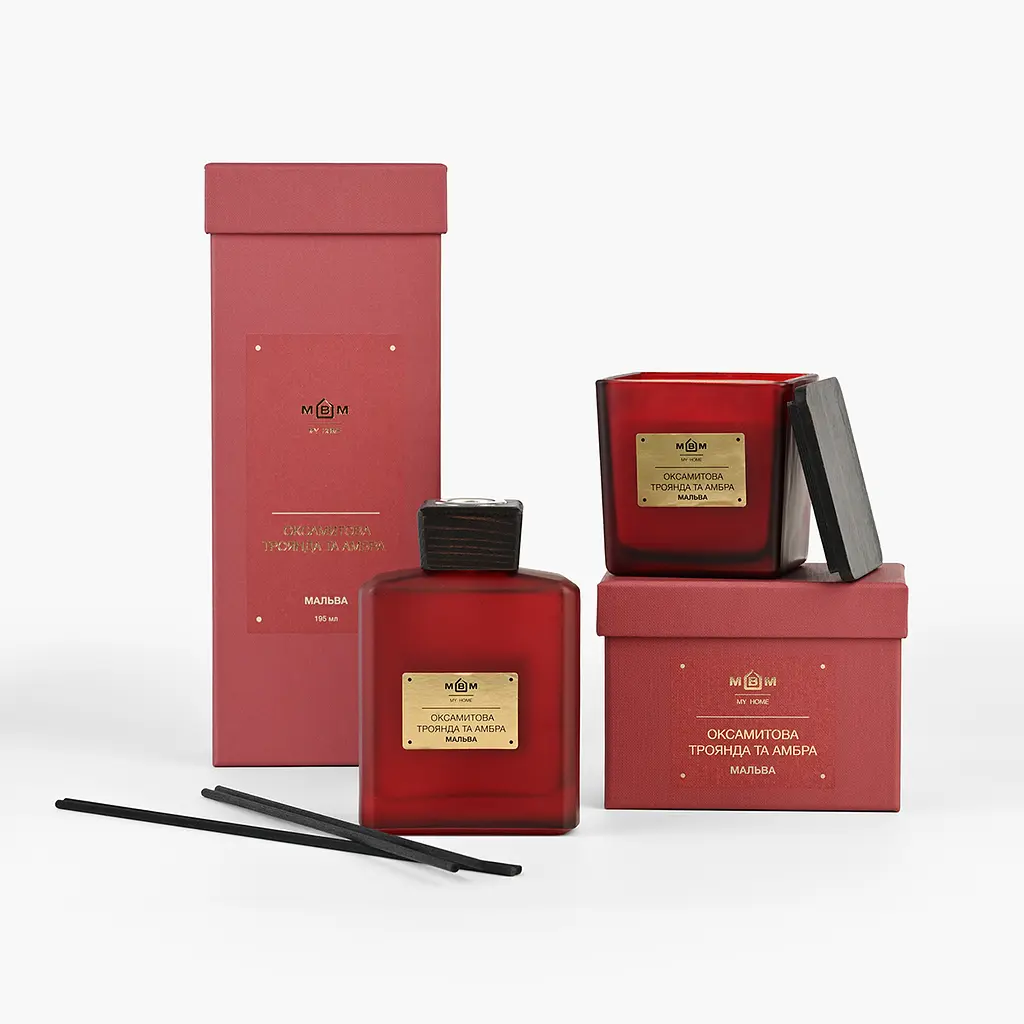 Свічка ароматична МВМ My home Мальва оксамитова троянда та амбра 80х80 мм червона (FR-12) - фото 4