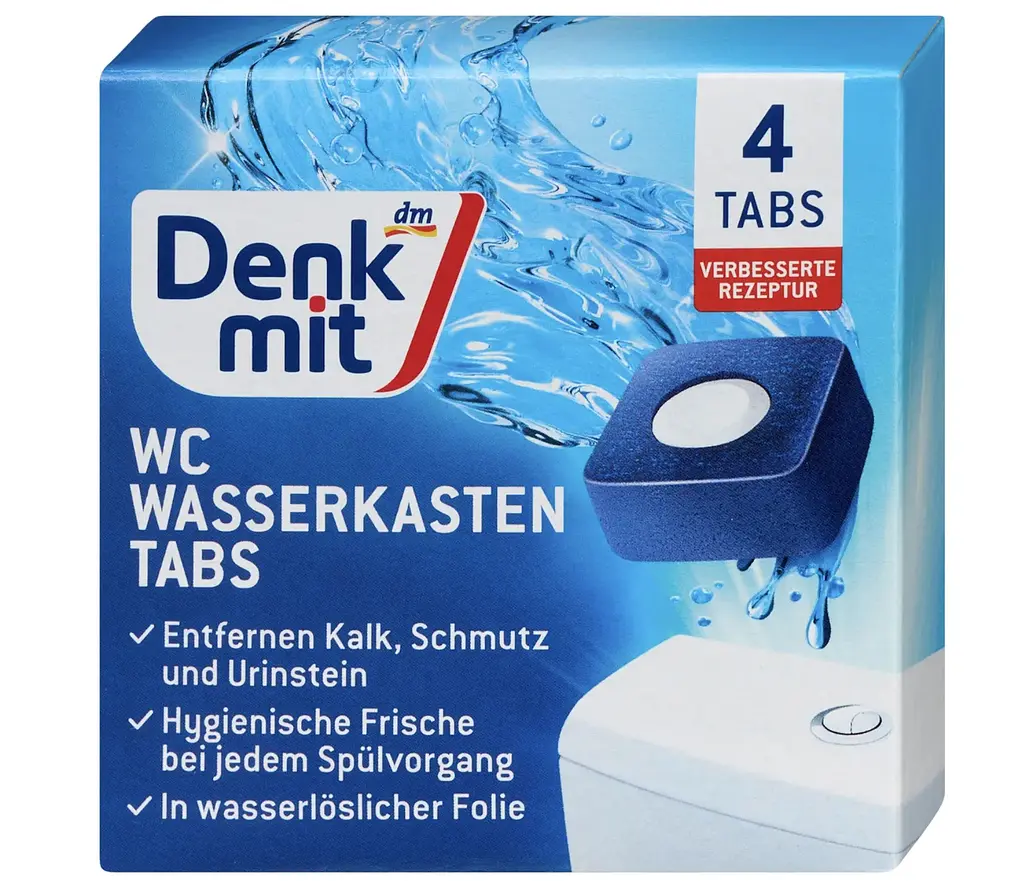 Таблетки для зливного бачка DenkMit 2 в 1, 4 шт х 50 г