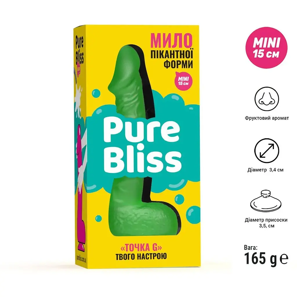 Крафтове мило-член із присоскою Pure Bliss Mini Green - фото 6