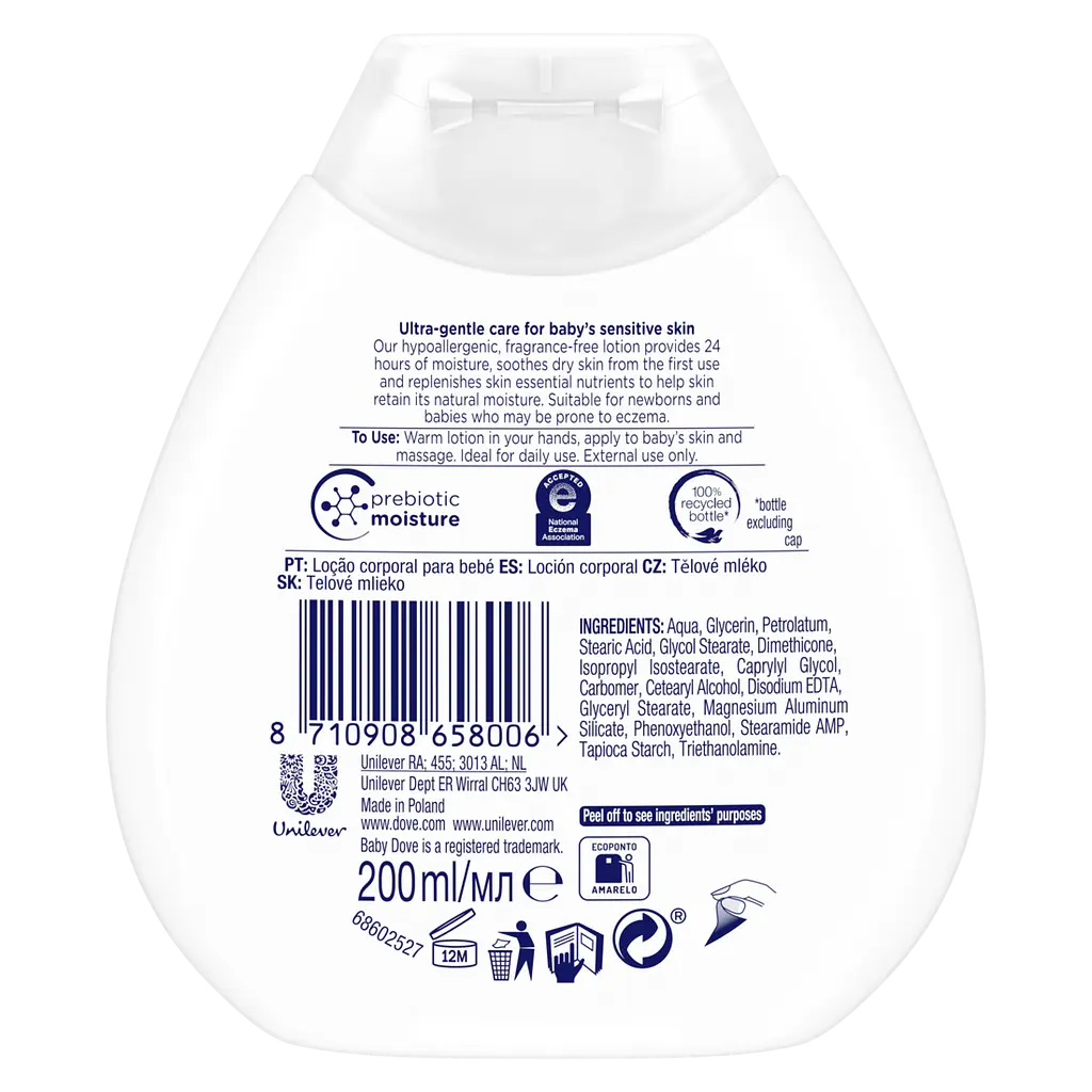 Детский лосьон для тела Dove Baby Интенсивное увлажнение, без запаха, 200 мл - фото 2