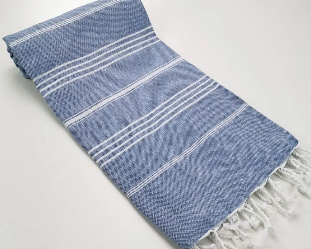 Рушник пештемаль Turkey Towel 100х180 см легкий великий для пляжу басейну бані сауни підстилка на дачу пікнік природу відпустку море Organik блакитний - фото 4