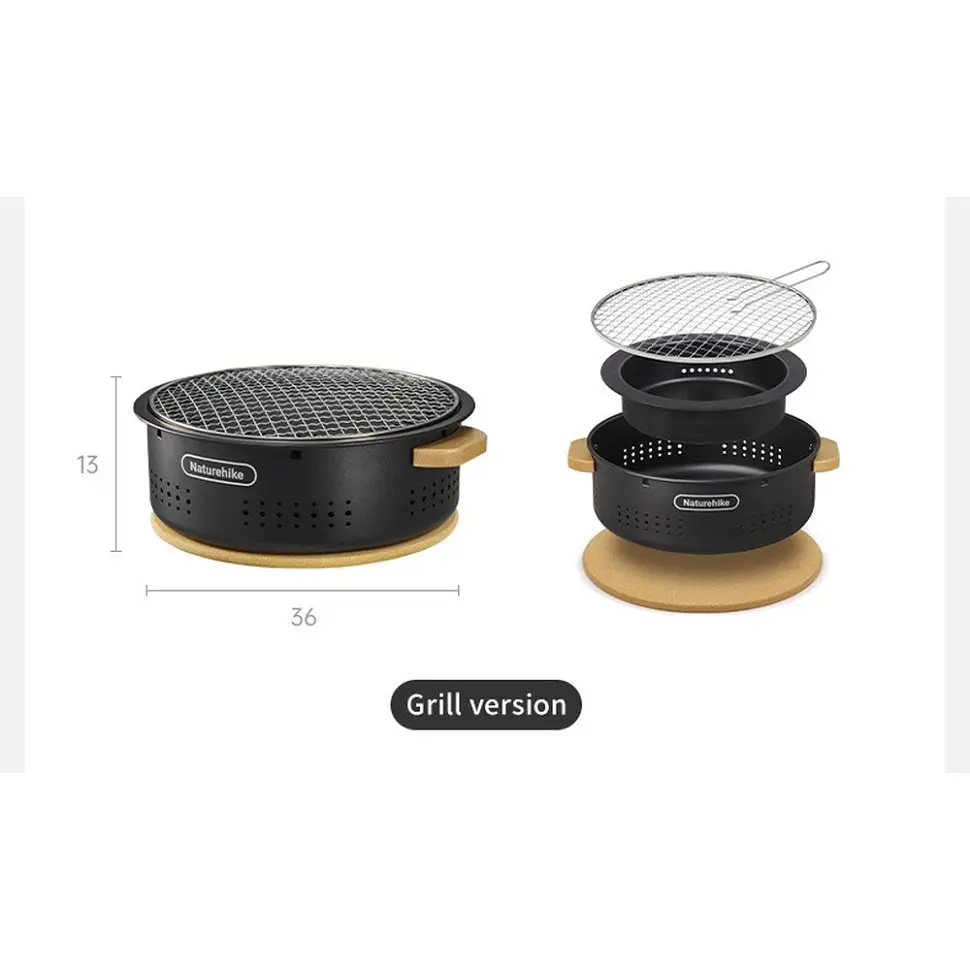 Настільна кругла піч із решіткою Naturehike CNK2550CF010, 36*32.6*12 см, хромоване залізо - фото 2