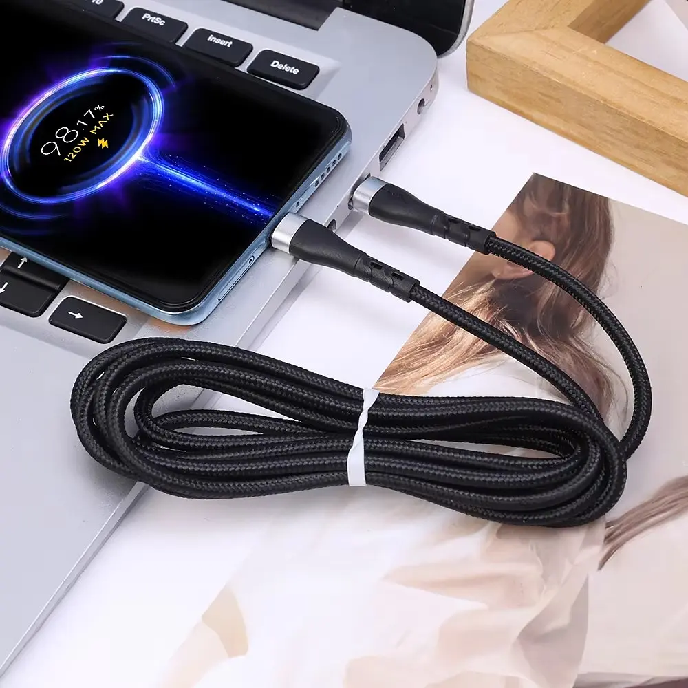 Кабель швидкого заряджання та передачі даних Digital PD Type-C до Type-C 120W 6A 2 м Чорний (Type-C2m120WB) - фото 7