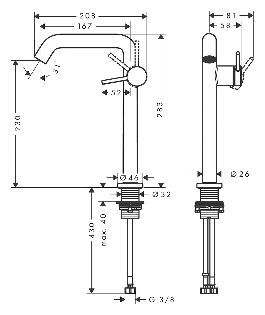 Змішувач для умивальника Hansgrohe Tecturis S CoolStart EcoSmart+ з д/к push-open matt black 73370670 - фото 3