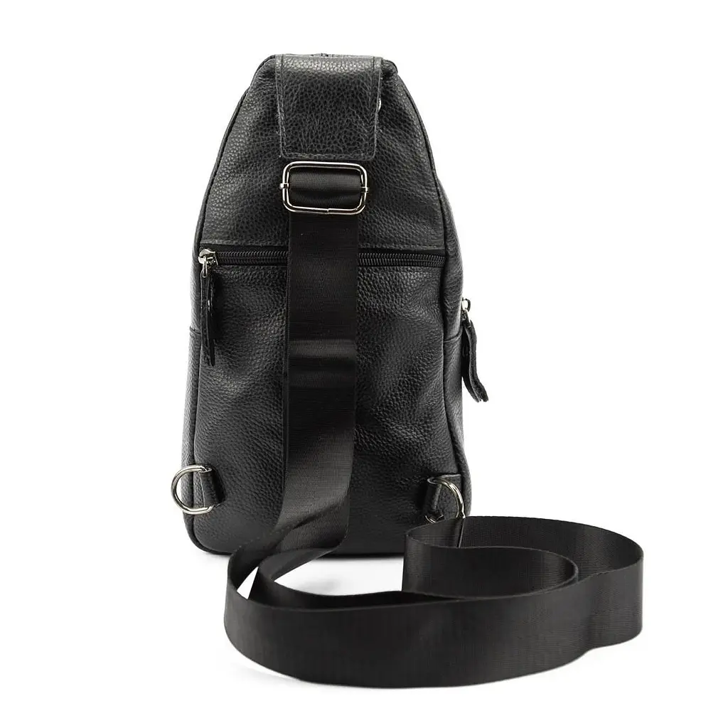 Шкіряна сумка слінг чорна Tiding Bag M56-2552A - фото 5