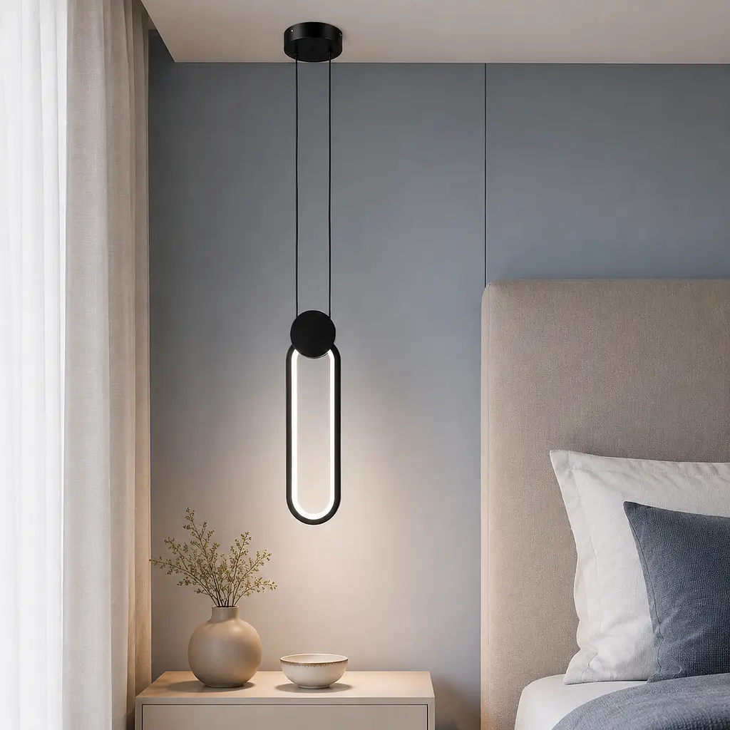 Вузький вертикальний LED-підвіс Artlight 8207CBK із витягнутою світловою петлею в чорному кольорі - фото 2