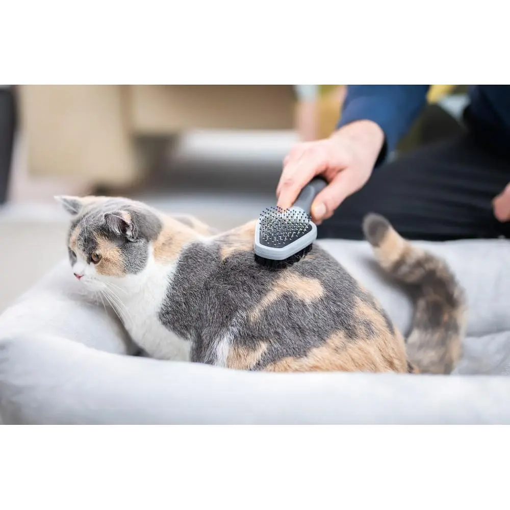Гребінець-щітка FURminator для котів та собак двостороння з гумовою ручкою та захисними кульками - фото 6