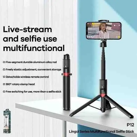 Селфі-монопод Remax Live Stream Inspiration Multifunction Selfie Stick P12 Bluetooth - фото 2