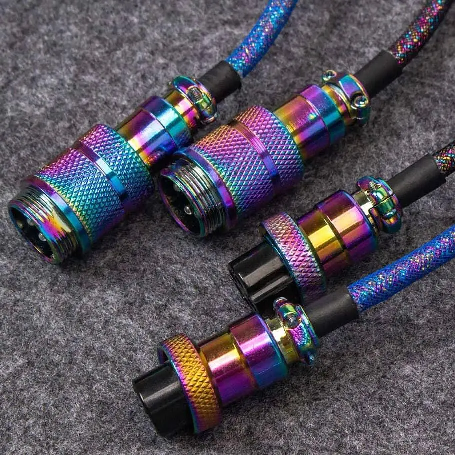 Кабель Keychron Type-A/Type-C Premium Coiled Aviator Cable-Straight Rainbow Palted black (CAB5_KEYCHRON) - фото 4