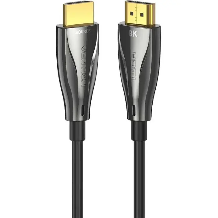Кабель HDMI M - M, 15.0 м, V2.1, Optical 8K 60Гц 48Gbps Dolby 7.1 TPE Black Zinc Alloy Vention - фото 4