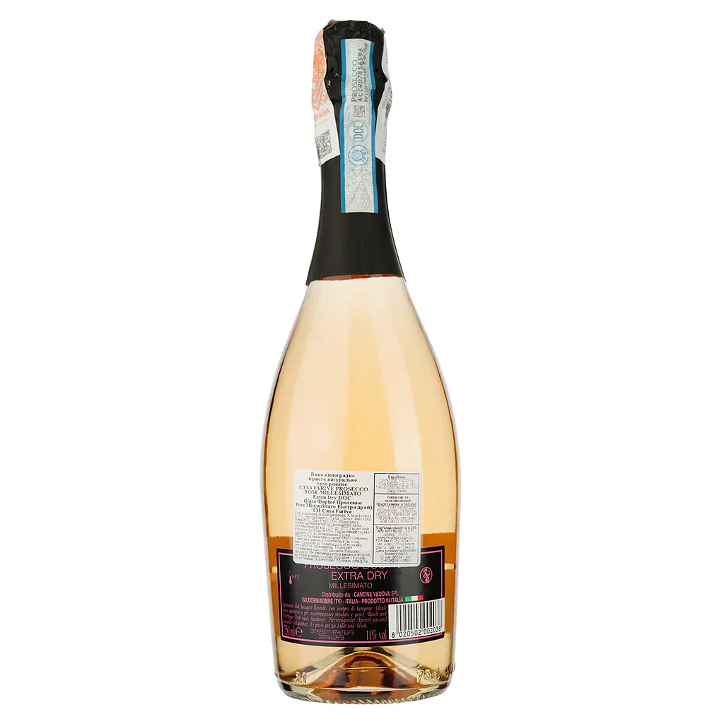 Вино ігристе Casa Farive Prosecco DOC Rose Brut, рожеве, сухе, 0,75 л - фото 2