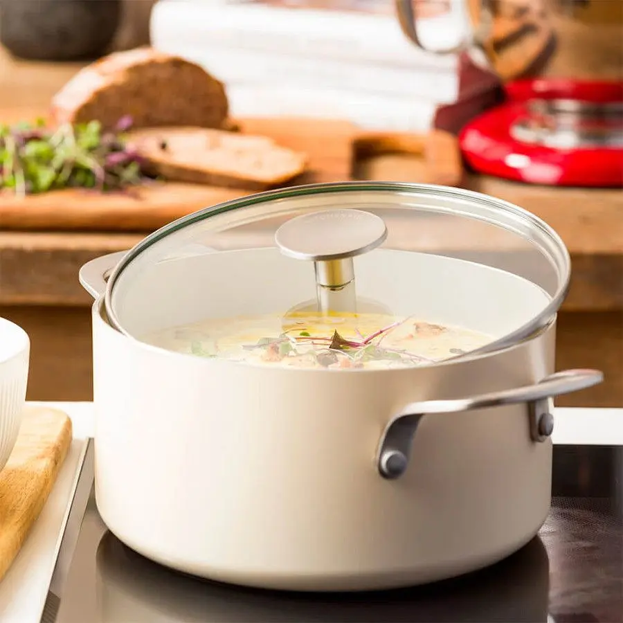 Каструля з кришкою KitchenAid АС, 20 см, 3,11 л, з керам покриттям, кремовий (CC010376-001) - фото 6