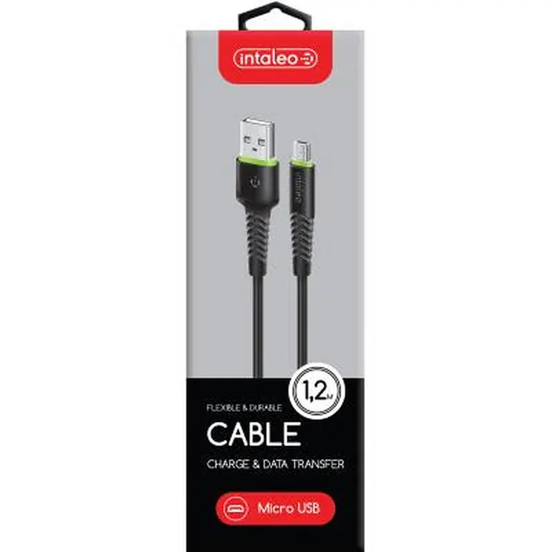 Дата кабель USB 2.0 AM to Micro 5P 1.2m CBFLEXM1 black Intaleo (1283126487453) - фото 2