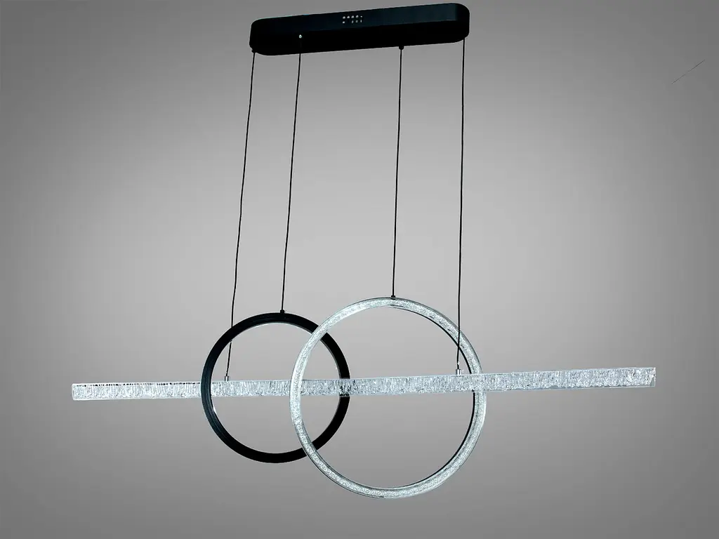 Сучасний підвісний LED світильник Diasha 1106/2+1BK чорний 72W 120 см кільця до 20 м2 - фото 4