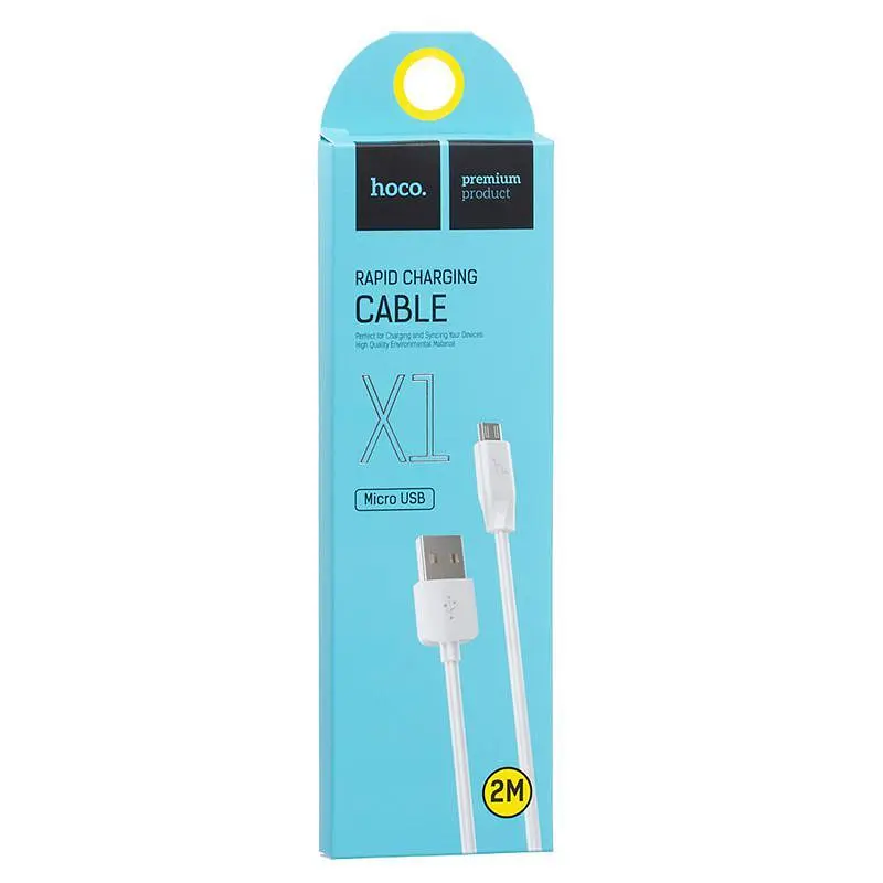 USB Cable Hoco X1 Rapid MicroUSB White 2m - фото 2