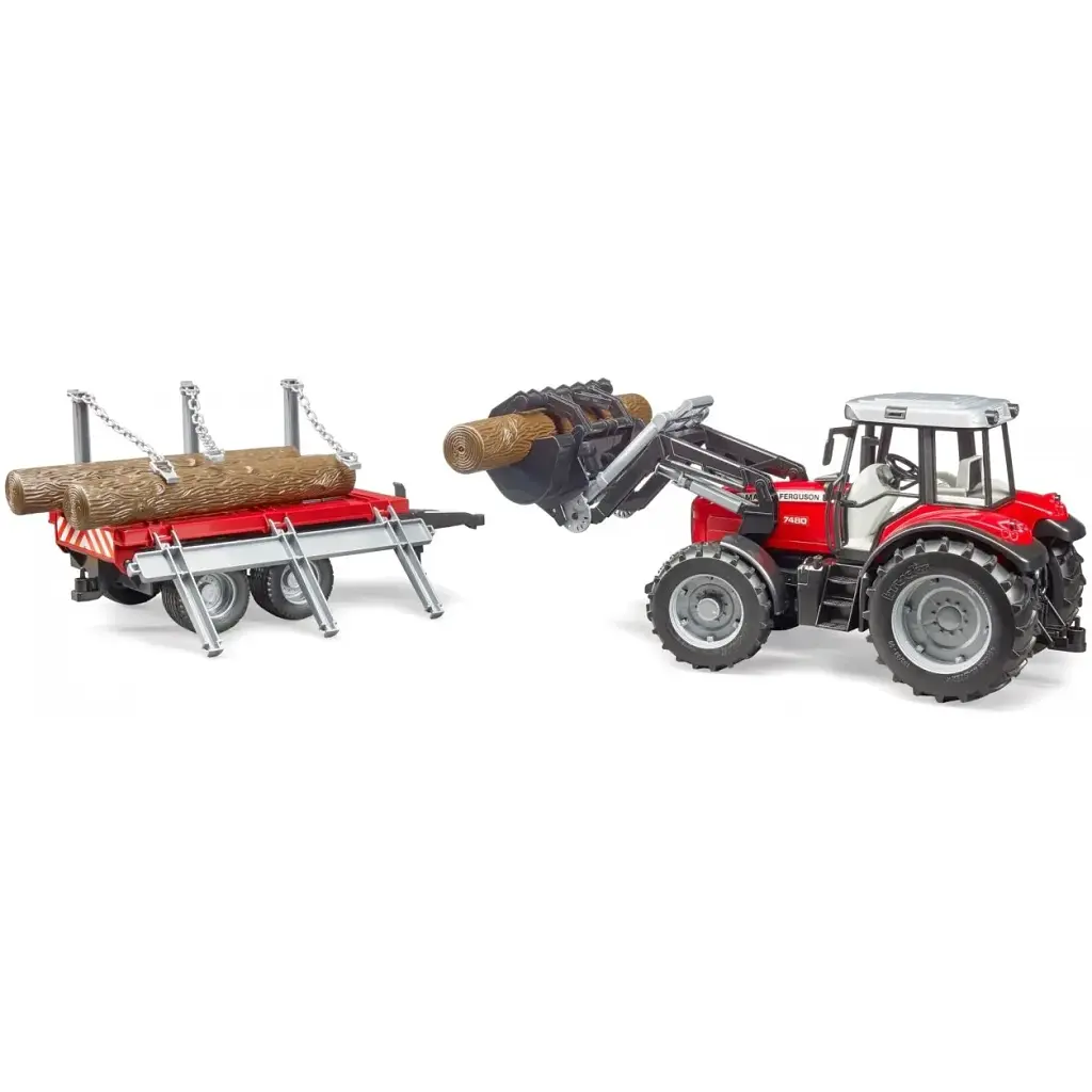Трактор Bruder Massey Ferguson з навантажувачем та лісовим причепом 1:16 (02046) - фото 2