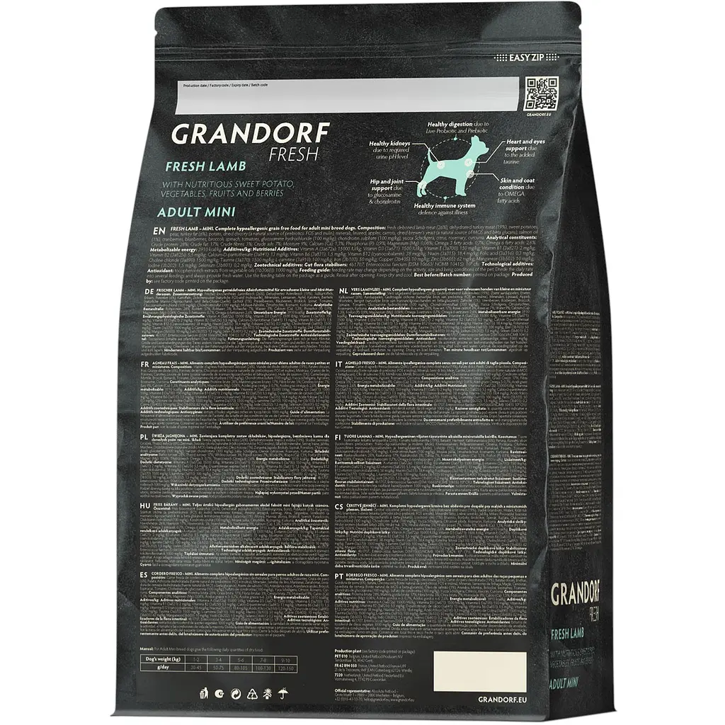 Сухий беззерновий корм для дорослих собак малих порід Grandorf Fresh Lamb & Sweet Potato Adult Dog Mini  з ягням та бататом 1 кг - фото 2