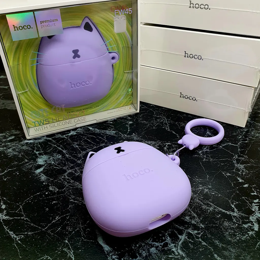 Беспроводная стерео гарнитура Hoco EW45 TWS, BT5.3, 30mAh, 350mAh, 4h, Lilac Cat, Фиолетовый - фото 6