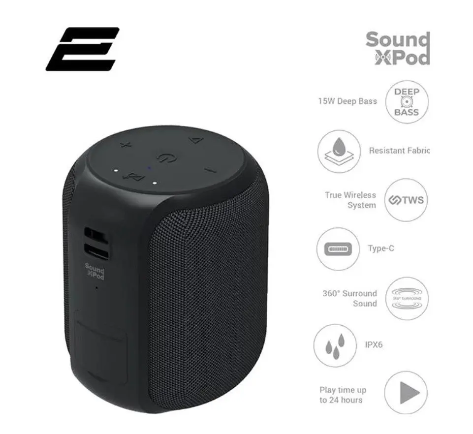 Портативная колонка 2E SoundXPod Bluetooth TWS Waterproof Black - фото 5