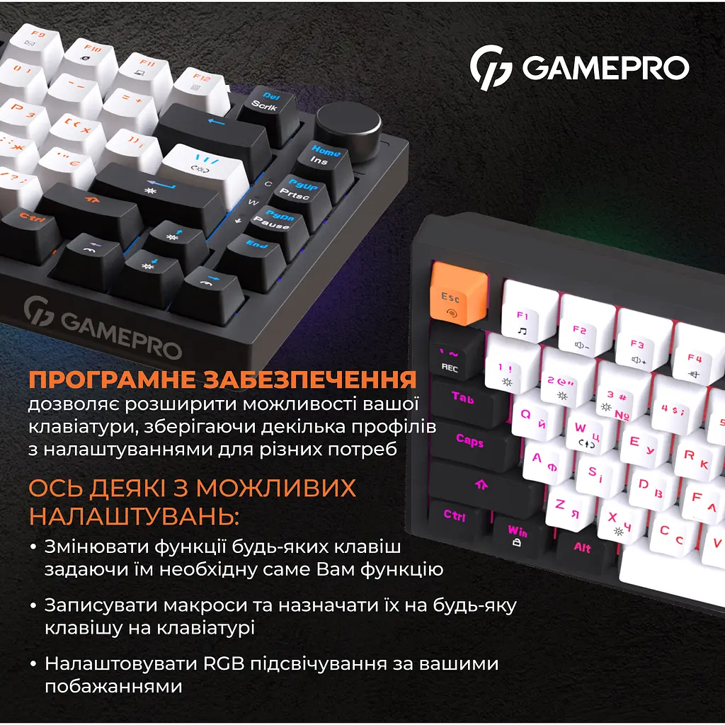 Клавиатура GamePro Red с Hot-Swap RGB Black проводная механическая (MK160B) - фото 14