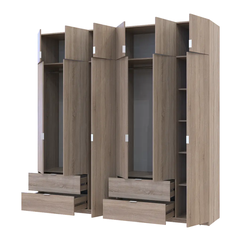Розпашна Шафа для одягу Doros Лукас Дуб сонома 3+3 ДСП 240х50х240 (42005107) - фото 2