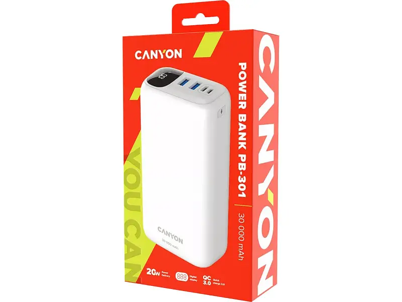 Зовнішній акумулятор (Power Bank) Canyon PB-301 30000mAh White (CNE-CPB301W) - фото 4