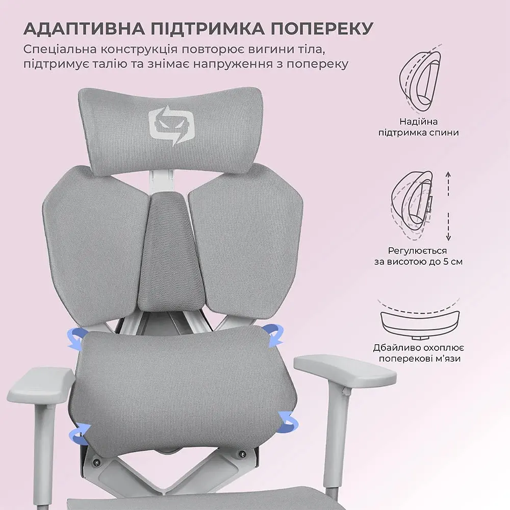 Крісло геймерське Sihoo Xallking X5C Mesh Grey (X5FC-N101) - фото 9